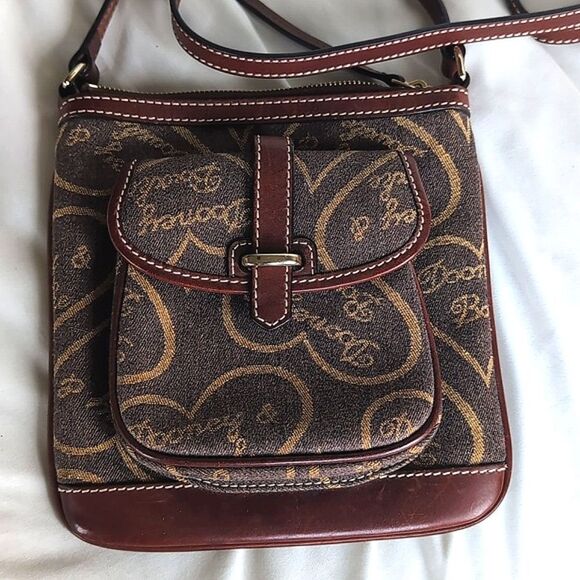 Dooney & Bourke Brown And Gold Signature Patterned Compact Crossbody Bag 🤎 - Picture 9 of 16